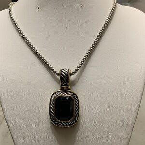 Chic Nation Silver Necklace with Black Pendant